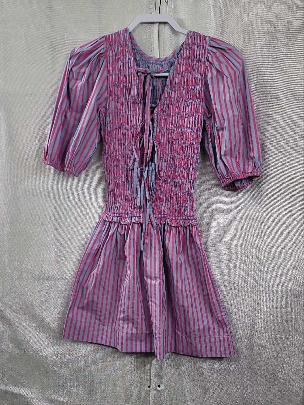 Damson Madder Bluebelle Shirred Mini Dress Size  8 - Picture 5 of 12